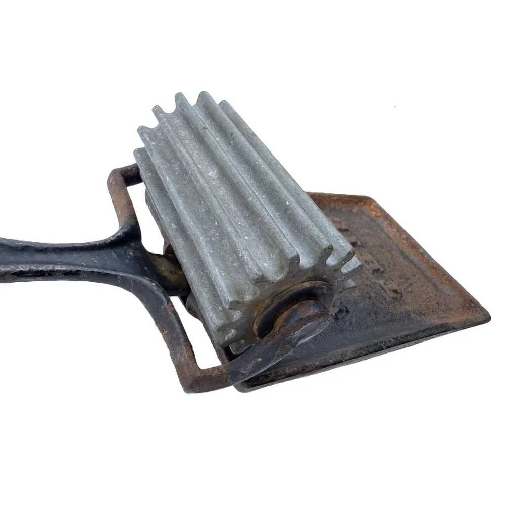 Antique Shepard (marked) Fluting Iron Roller with Lift Handle & Base c 1870-1900